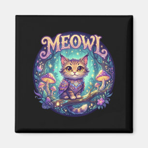 Íman Gato Meowl Coruja Meme Rotação Cerebral Crianças T