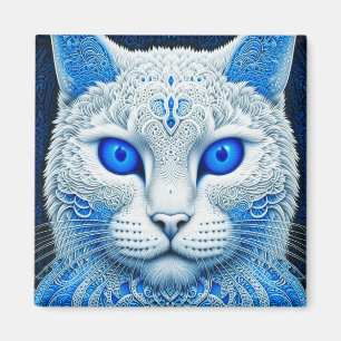 Íman Gato Místico Branco Arte Etérea de IA