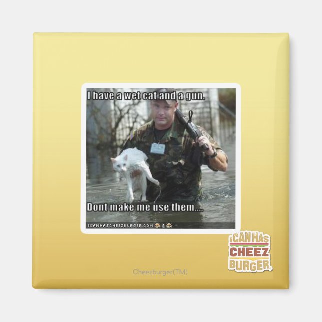 Íman Gato molhado e arma (Frente)