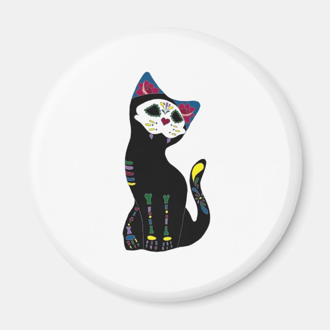 Íman Gato Muerto do Dia De Los Muertos Cat (Frente)