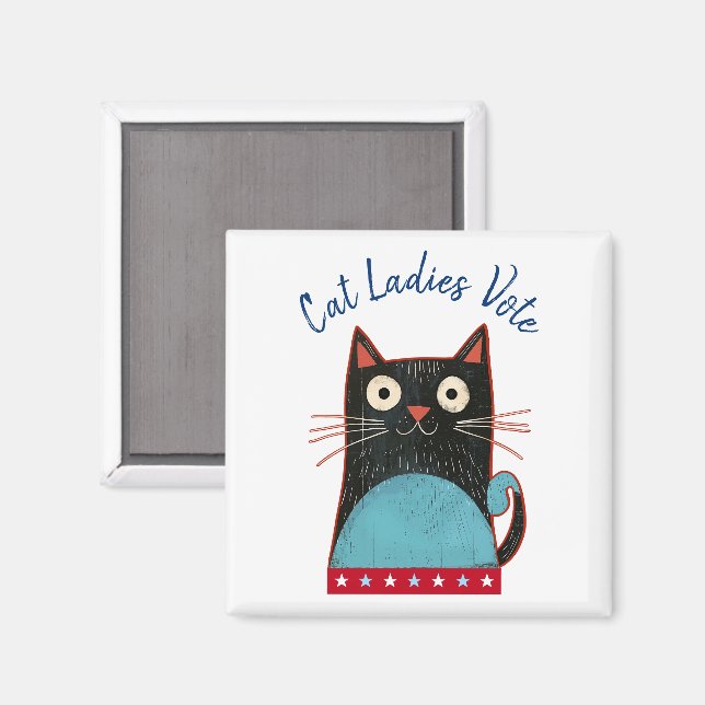 Íman Gato Mulheres Votam Escrito Feminista Russo Engraç (Front/Back)