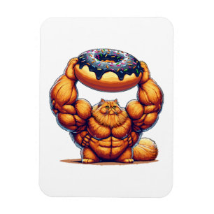 Íman Gato Musculoso Levantando Donut