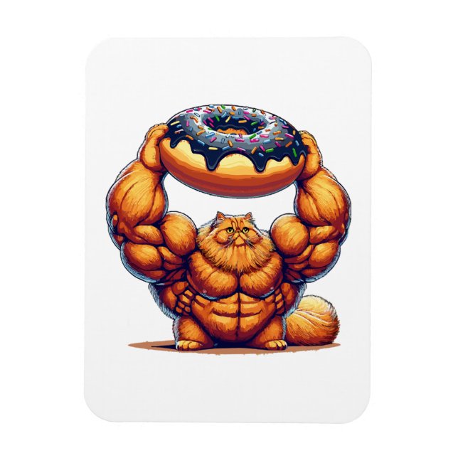 Íman Gato Musculoso Levantando Donut (Vertical)