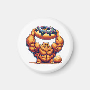 Íman Gato Musculoso Levantando Donut