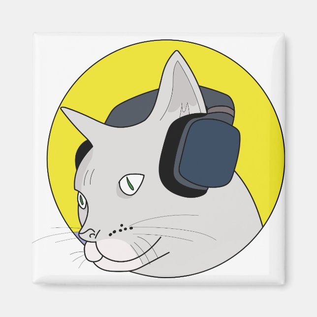 Íman Gato Musical com Fone de Ouvido (Frente)