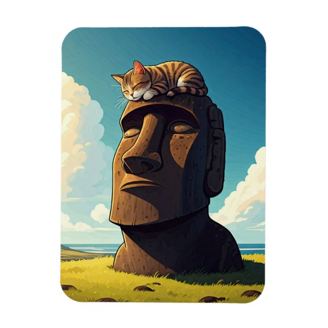 Íman Gato na Ilha Moai da Páscoa (Vertical)