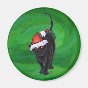 Íman Gato Negro de Natal em Verde