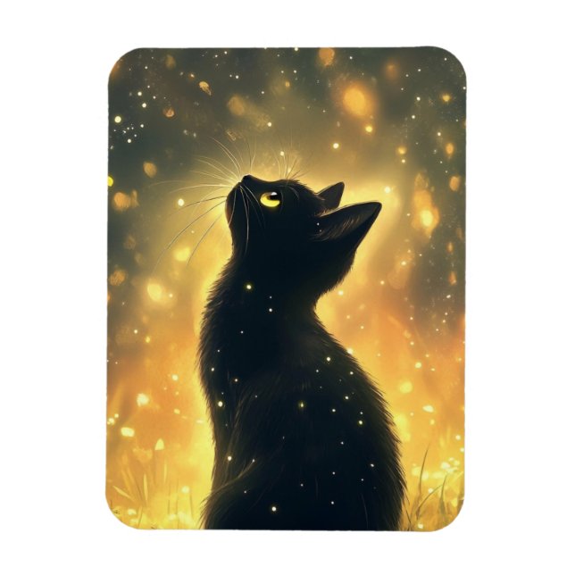 Íman Gato Negro Encantado com Trabalho de arte de Firef (Vertical)