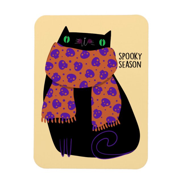Íman Gato Negro Fall Season Halloween Spooky Cute (Vertical)