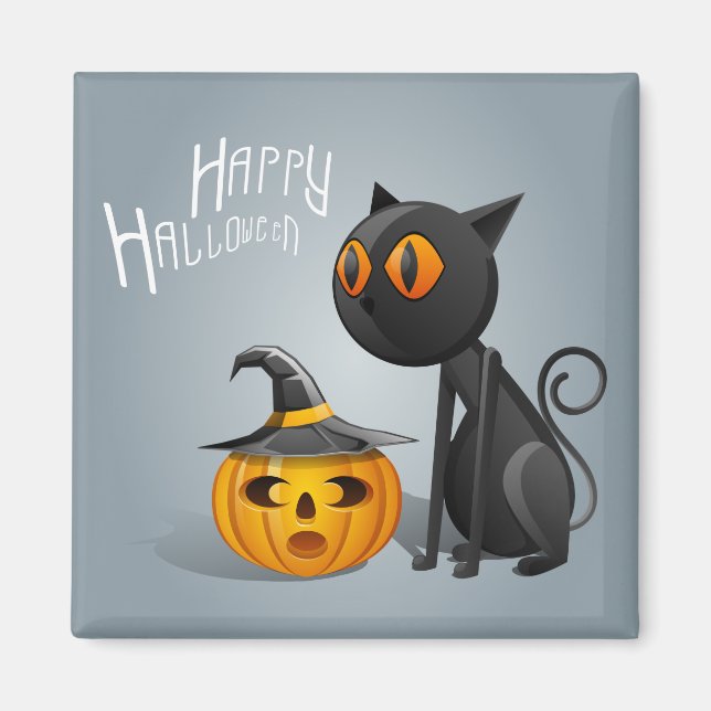 Íman Gato Negro Feliz Halloween (Frente)