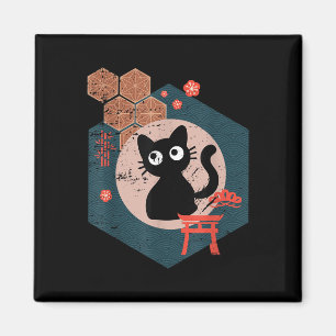Íman Gato Negro Foge Animação de Gatinho Japonês Tóquio