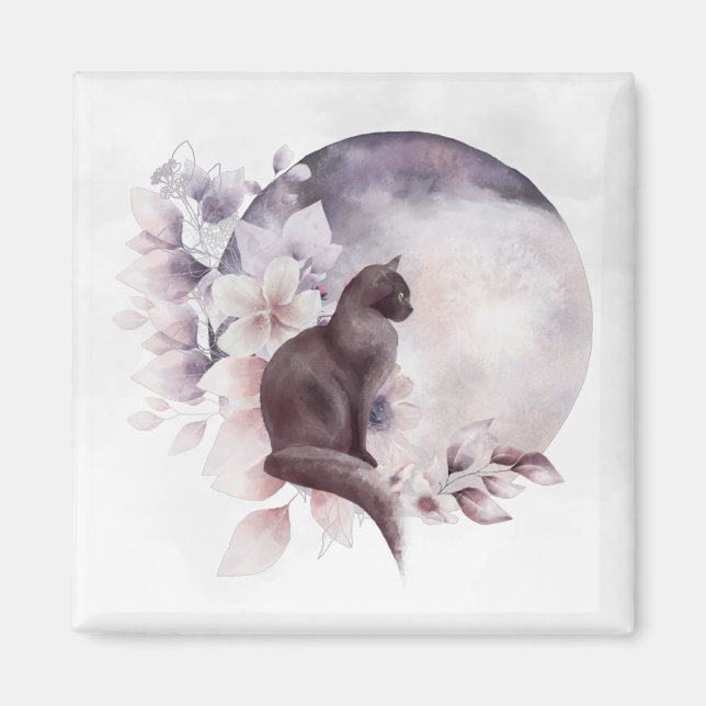 Íman Gato Negro por uma Lua Mágica Cheia (Frente)