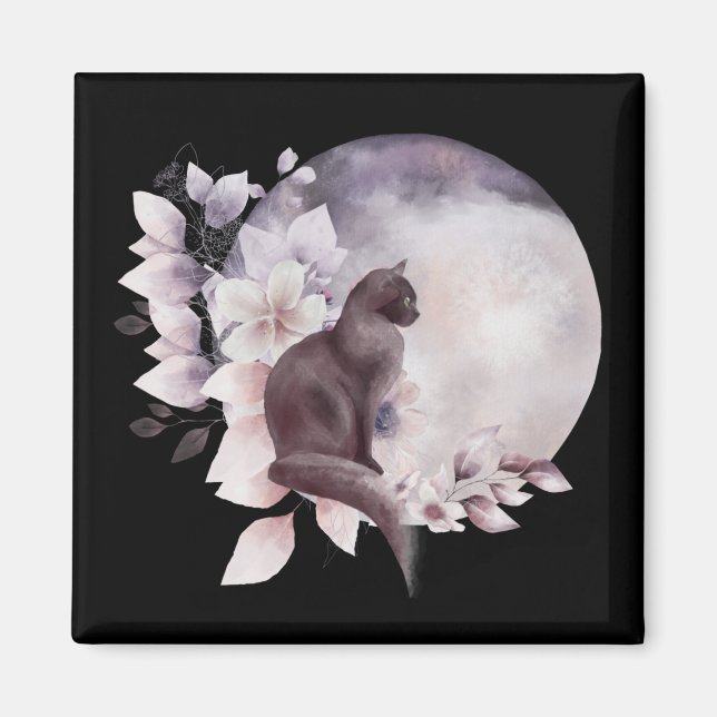 Íman Gato Negro por uma Lua Mágica Cheia (Frente)