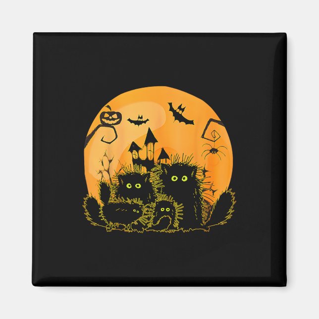 Íman Gato Negro Pumpkin Lua Halloween Costume Gato (Frente)