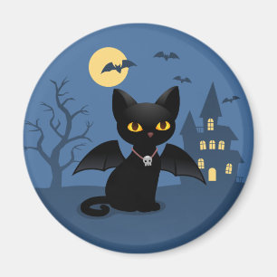 Íman Gato Negro Vampiro do Halloween com Asas