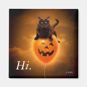 Íman Gato no Balão de Halloween