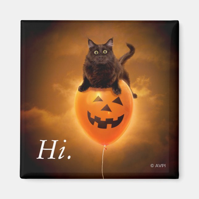 Íman Gato no Balão de Halloween (Frente)