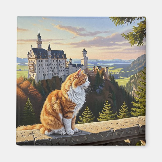 Íman Gato no Castelo de Neuschwanstein na Alemanha Viag (Frente)