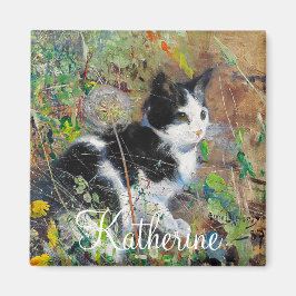 Íman Gato no leito de flores