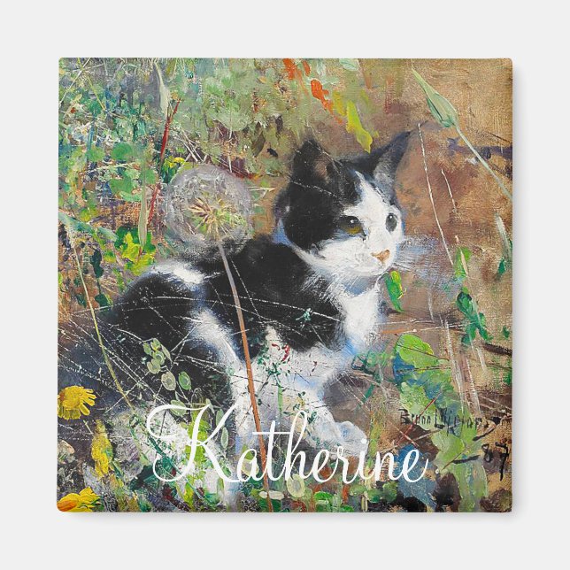 Íman Gato no leito de flores (Frente)