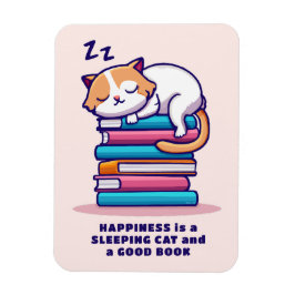 Íman Gato numa Pilha de Livros Literário Personalizado 
