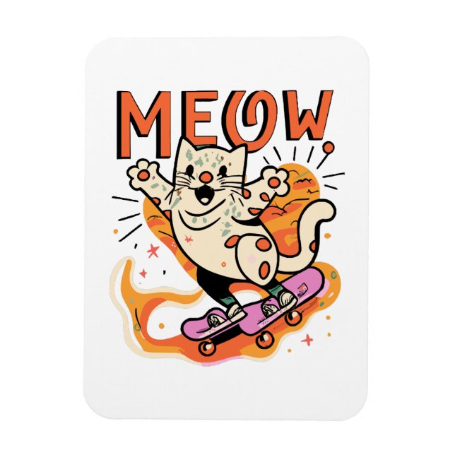 Íman Gato Patinando Meow (Vertical)