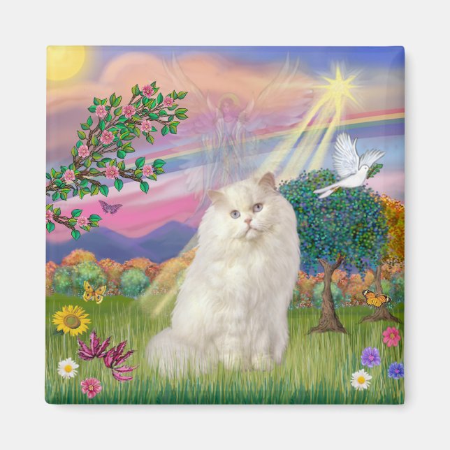 Íman Gato Persa Branco - Anjo das Nuvens (Frente)