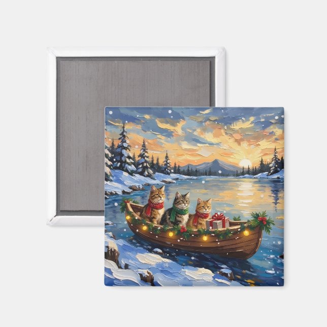Íman Gato Persa Natal Barco Feriado (Front/Back)