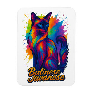 Íman Gato-Pop de-Arte de Gato Balinês Vibrante - Colori