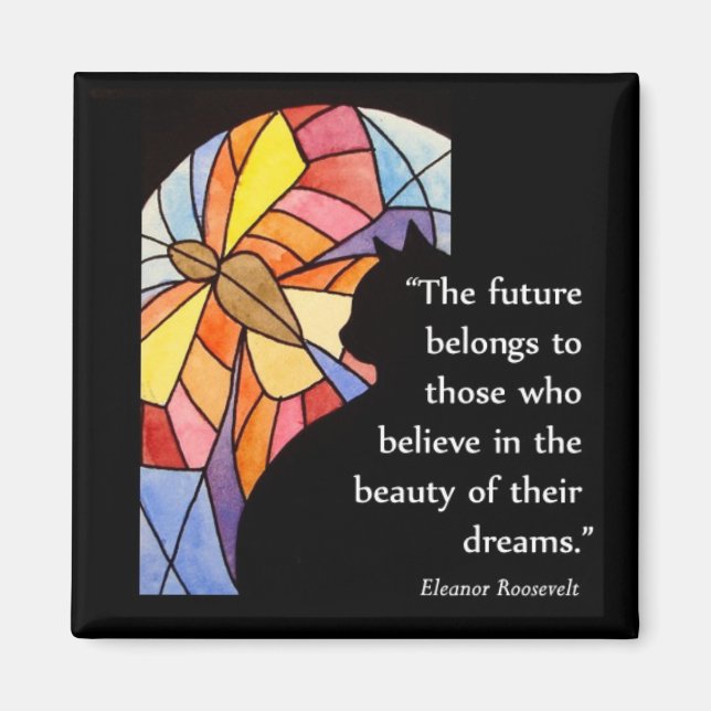 Íman Gato por Janela com Borboleta - Magnet (Frente)