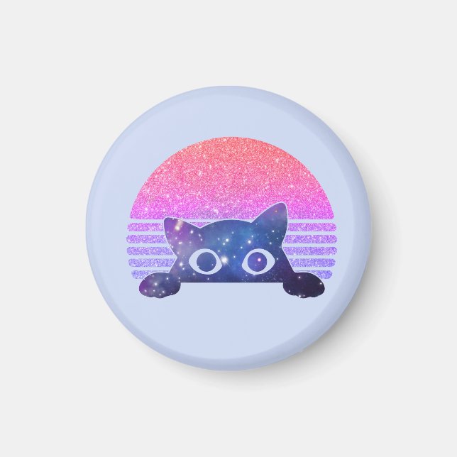 Íman Gato Preto Adorável - Felino Cinto (Frente)