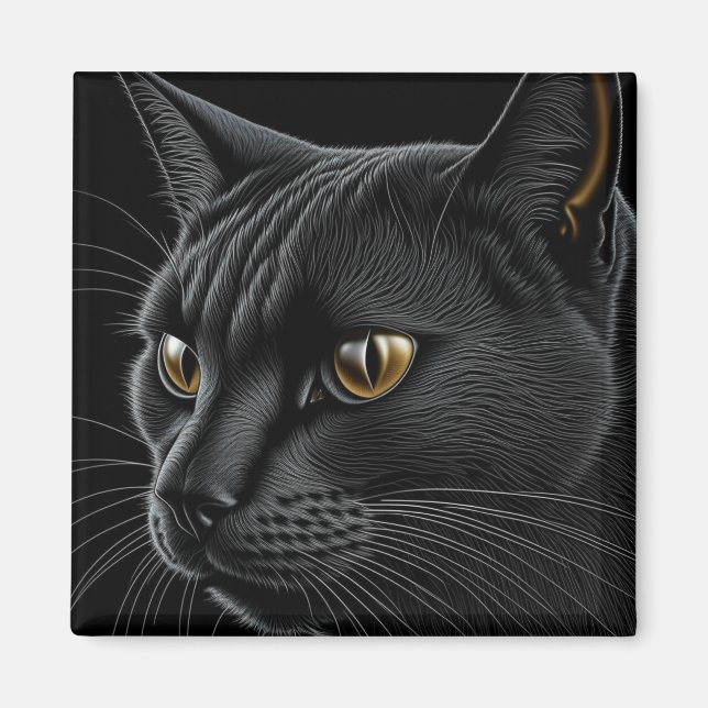 Íman Gato preto AI com olhos amarelos (Frente)