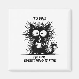 Íman Gato Preto Bonito. Tudo bem. Está tudo bem.