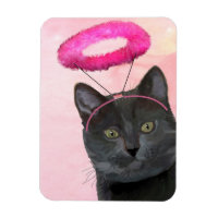 Gato Preto com Anjo Rosa Halo