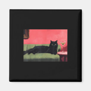 Íman Gato Preto Com Impressão De Arte De Martini