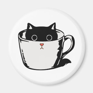 Íman Gato preto com nariz vermelho escondido em um copo