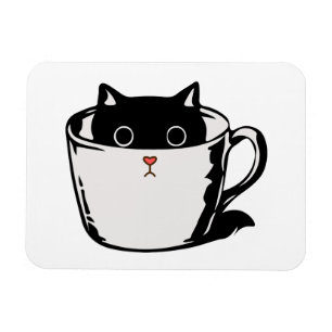 Íman Gato preto com nariz vermelho escondido em um copo