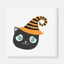 Íman Gato Preto com Olhos Tristes e Chapéu Branco