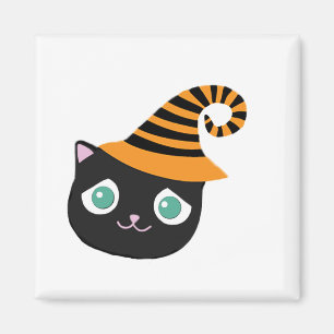 Íman Gato Preto com Olhos Tristes e Chapéu Branco