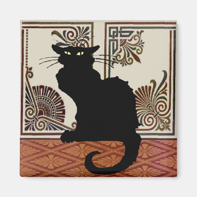 Íman Gato Preto com Tela de Arte (Frente)