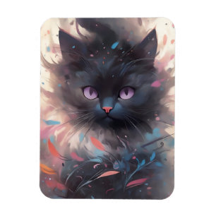 Íman Gato Preto de Cores Aquáticas Místicas   Gato cúmu