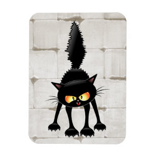 Íman Gato Preto de Desenho Animado Engraçado e Feroz