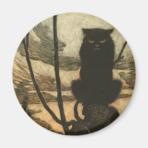 Íman Gato Preto de Halloween Assustador Vintage Rackham