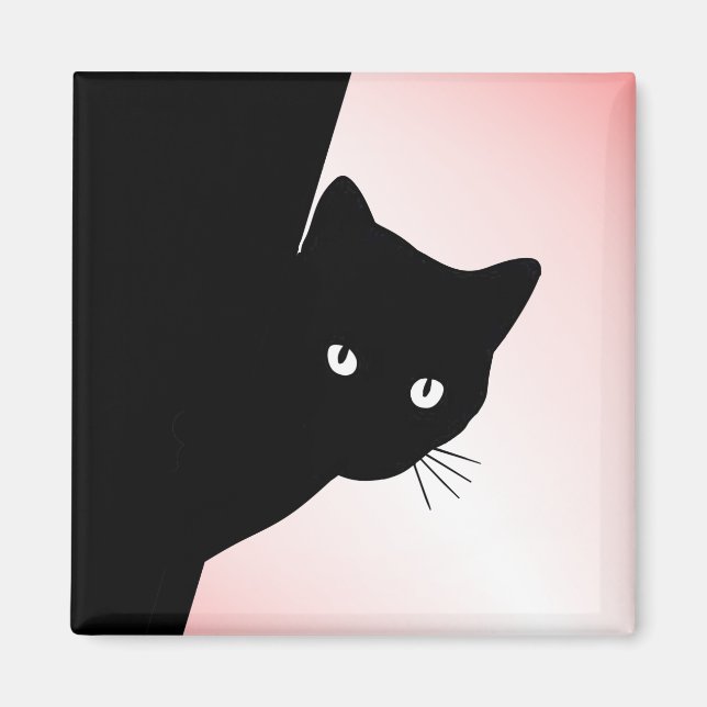 Íman Gato Preto de Vento Rosa (Frente)