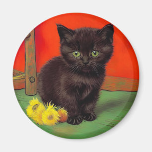 Íman Gato Preto do Estilo Van Gogh