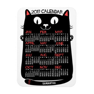Íman Gato Preto do Século Médio do Calendário Mensal