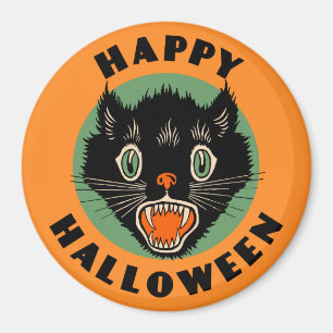 Íman Gato preto do vintage - o Dia das Bruxas feliz