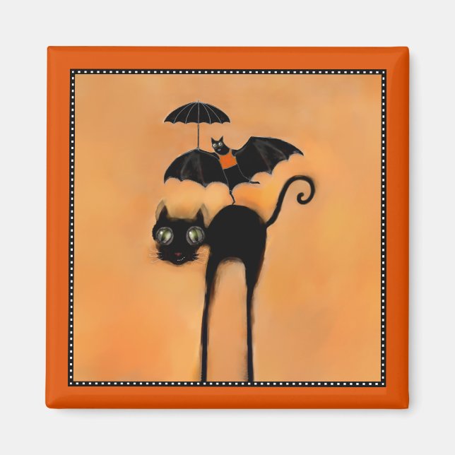 Íman Gato Preto e Acrobata do Halloween (Frente)