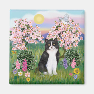 Íman Gato Preto e Branco - Flores