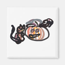 Íman Gato preto e corvo de Halloween